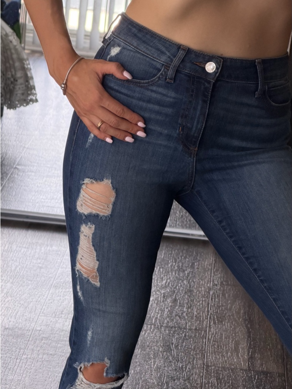 Guess Dark Blue Distressed Skinny Jeans